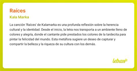 Significado de la canción RAÍCES (Kala Marka) - LETRAS.COM