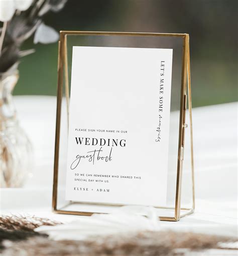 Estelle White | Printable Wedding Guest Book Sign Template – Black Bow ...