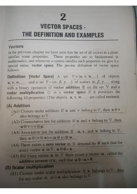 Vector space definition and examples - B.Sc.Mathematics - Studocu