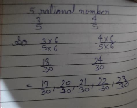 find five rational numbers between 3upon 5 and 4upon 5 - Brainly.in