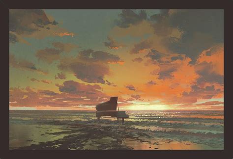 Mad Masters Surreal Painting of Melting Black Piano on The Beach at ...