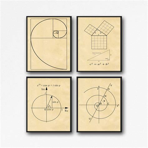 Buy Math Set of Math s Fibonacci Golden Spiral Pythagoras's Theorem ...