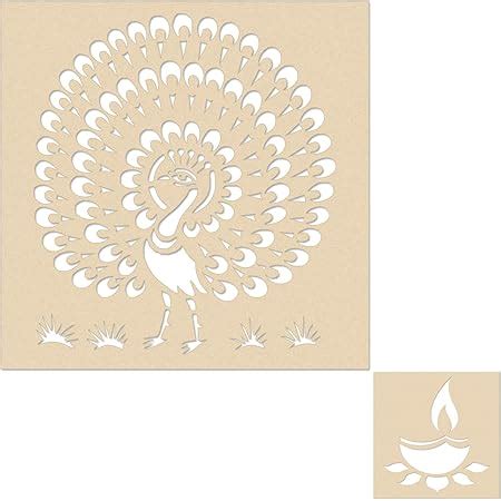 Buy GFTBX Latest Peacock Diya Rangoli Tools Kit Includes Wood Rangoli ...