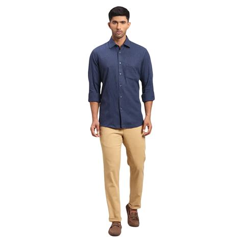 Colorplus Men Blue Dobby Tailored Fit Cotton Casual Shirt – MyRaymond