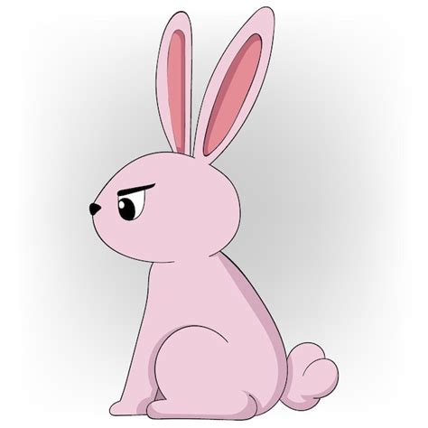 Pink rabbit with angry face sitting with sharp eyes | Premium Vector