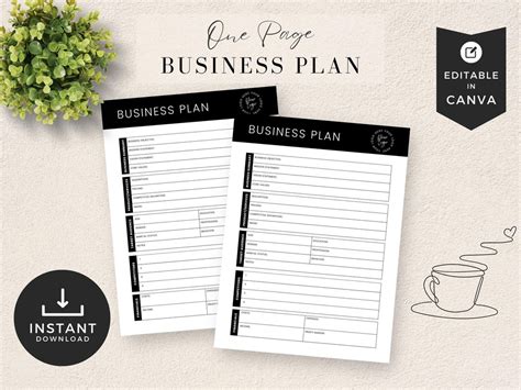 One Page Business Plan Template 的图像结果