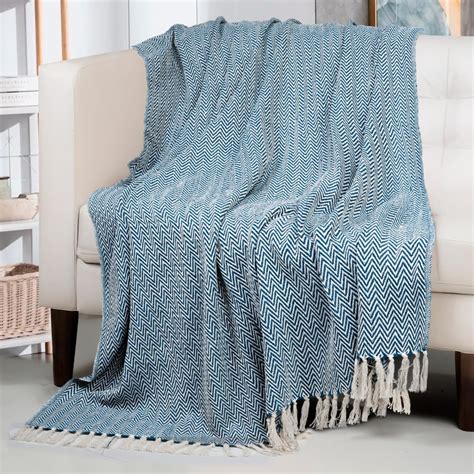 HOMADORN All Season Cotton Weaved Throw Blanket for Bed/Sofa 50x70 ...