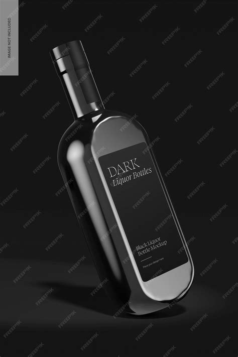 Premium PSD | Black liquor bottle mockup, leaned