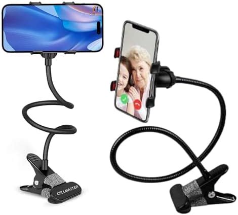 SAIJI Gooseneck Cell Phone Holder, Universal Clamp Lazy Mount Clip ...