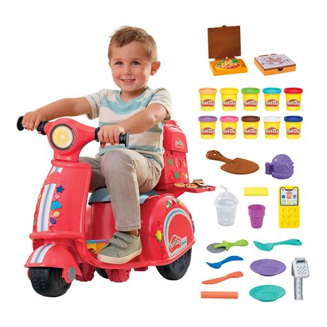 Amazon.com: Play-Doh Pizza Delivery Scooter Playset, Large Ride-On Play ...