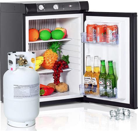 Techomey Propane Refrigerator - 2.1 Cu.Ft Camper & RV Fridge 3 Way - Quiet & Portable - Black in ...
