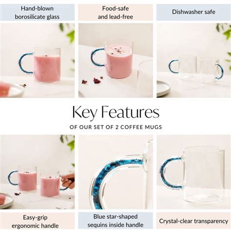 Set Of 2 Blue Sparkle Glass Coffee Cups 425ml Online - Premium Coffee ...