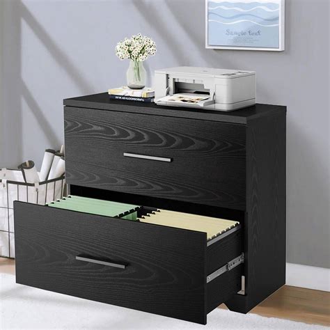 Buy Black 2-Drawer Wood Lateral File Cabinet with Anti-tilt Mechanism ...