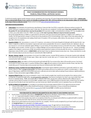 Fillable Online Full Immunization form - Postgraduate Medical Education ...