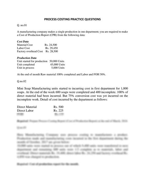 Image result for Process Costing Sample Problem