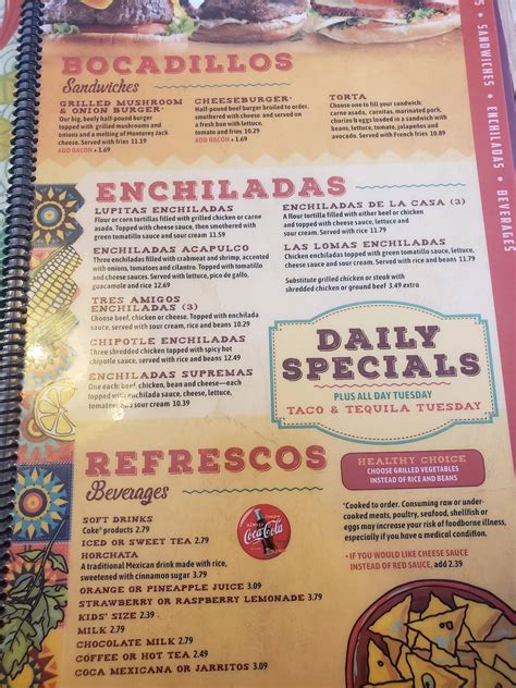 Menu at Las Lomas restaurant, Fort Wayne, Fairfield Ave #29