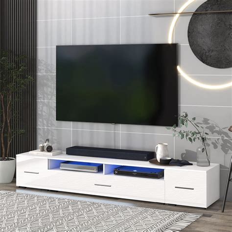 Amazon.com: CreekT White TV Stand for 90 Inch TV, Long Entertainment Center for 80 85 85+ 90 ...
