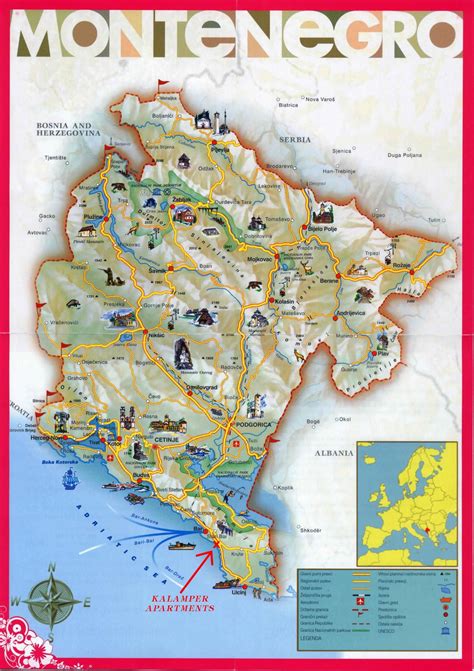 Montenegro tourist Map • mappery | Montenegro travel, Montenegro map ...
