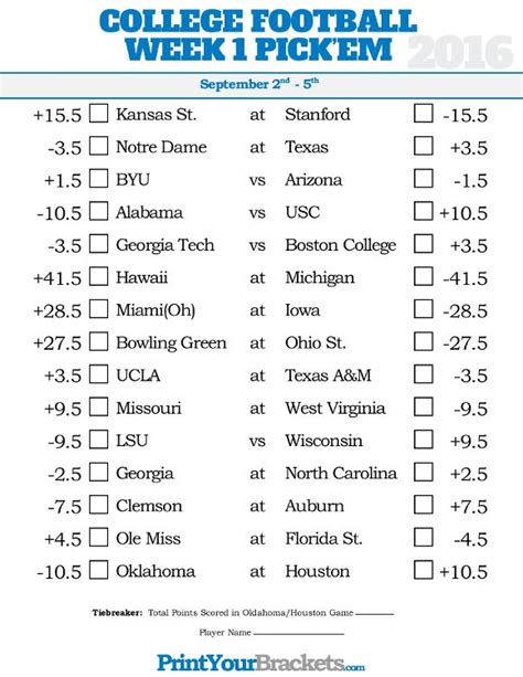 football picks week 1