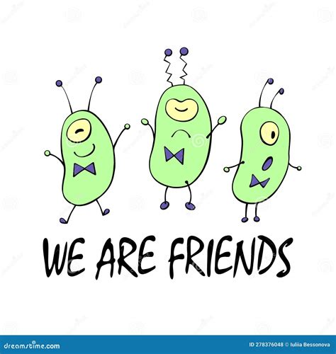 Cute Funny Aliens. we are Friends - Lettering Stock Vector ...