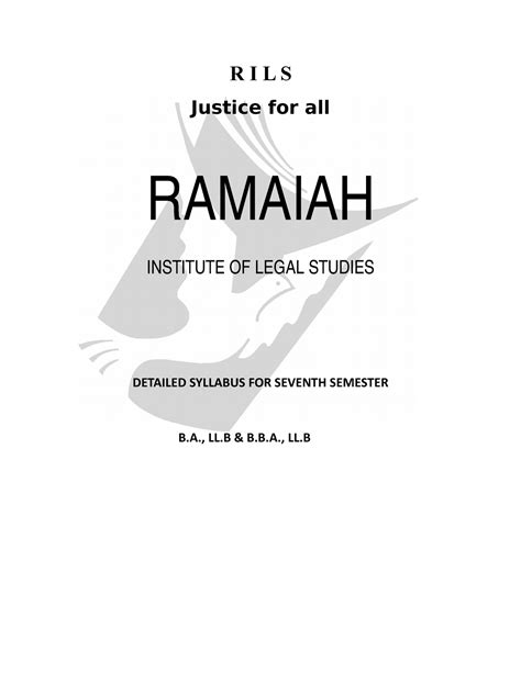 7th sem syllabus - Questions - R I L S Justice for all RAMAIAH ...