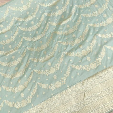 Powder Blue Banarasi Katan Silk Lehenga – Banarasi Shagun