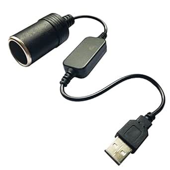 OUQYLG USB A Male to 12V Car Cigarette Lighter Socket Female Power ...