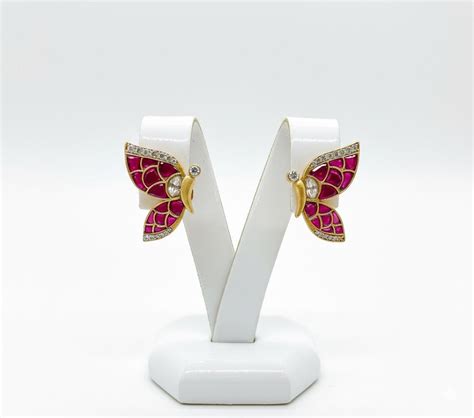 18K Gold Butterfly Pink Real Kundan Stud Earrings STD014 – TredyMod