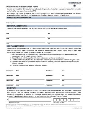 Fillable Online Plan Contact Authorization Form.docx Fax Email Print ...