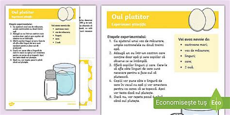 Experiment științific: Oul plutitor – Instrucțiuni