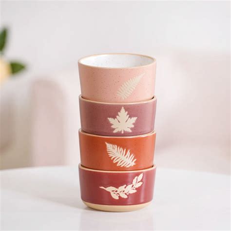 Leaf Design Ceramic Snack Bowl Set Of 4 180ml Online - Premium Snack ...
