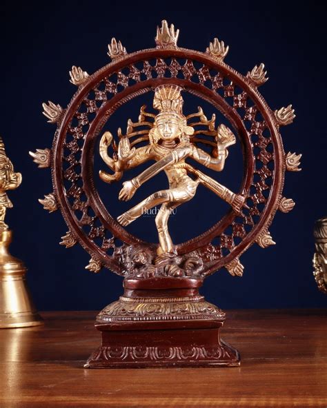Buy Brass Nataraja Statue in a Netted Ring 9.3" double chola - Budhshiv.com