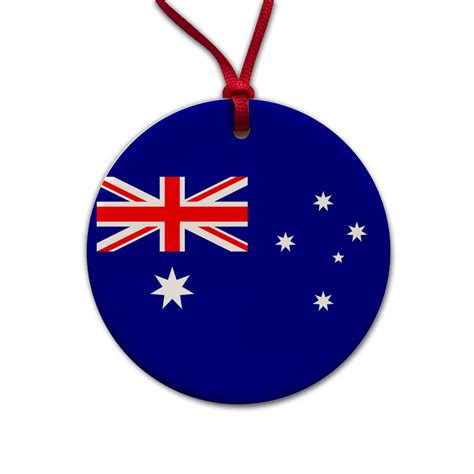 Heard Island and McDonald Islands Country Flag Christmas Tree Holiday Round Ceramic Ornament ...