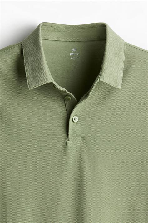 COOLMAX® Slim Fit Polo shirt - Green - Men | H&M IN
