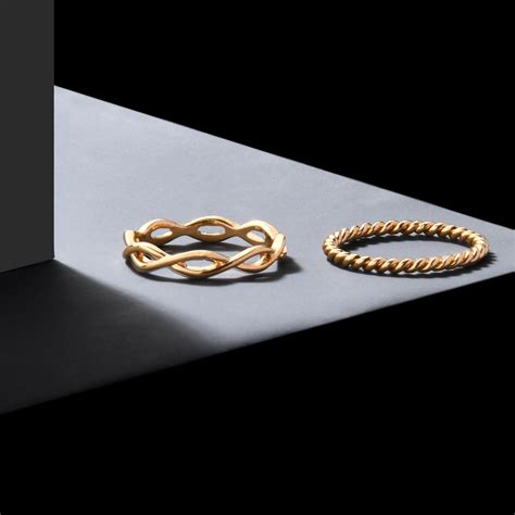 Accessorize London Women'S Gold Set Of 2 Textured Skinny Ring Pack- La ...