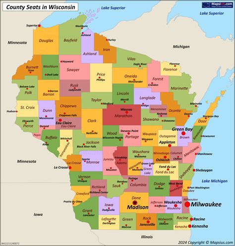 Wisconsin County Map - List of counties in Wisconsin - MapsiUS.com