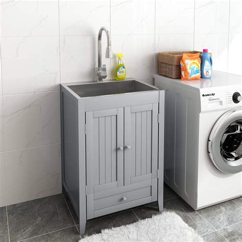 Buy VINGLI 24-Inch Laundry Sink with Cabinet and Pull-Out Sprayer ...