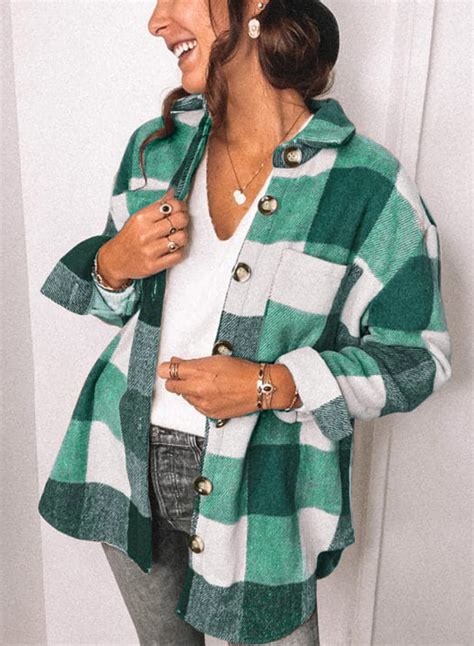 Fantaslook Womens Plaid Shirts Flannel Shacket Jacket Long Sleeve ...