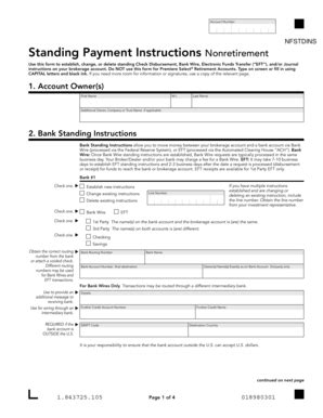 Standing Payment Instructions - Fill and Sign Printable Template Online