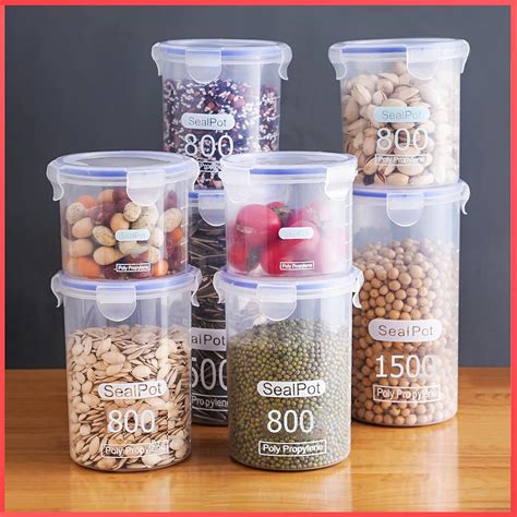 Buy wolpin Plastic PP Storage Containers Canister Set with Air Tight ...