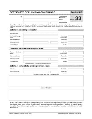 Fillable Online Note: This certificate is also approved by the ...