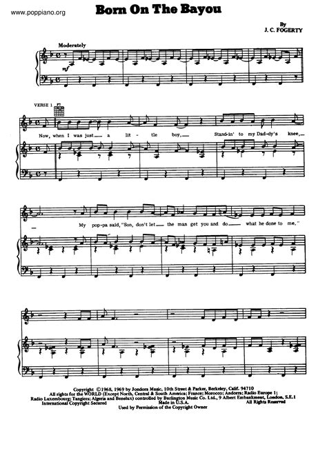 Creedence Clearwater Revival-Born On The Bayou Sheet Music pdf, -ボーン・オン・ザ・バイユー 악보 - Free Score ...