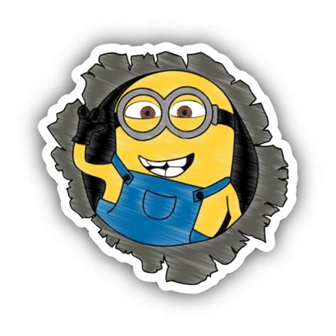 Minion In Hole Sticker – Funny & Adorable | Print-On-Click
