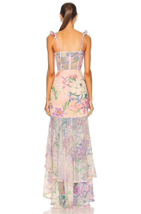 PatBO Iris Lace Bustier Maxi Dress in Pink Ombre | FWRD