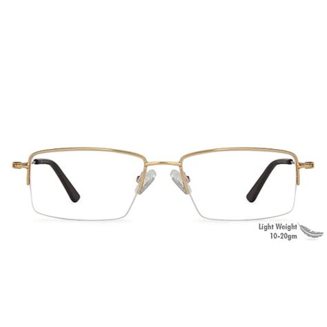 Buy Gold Brown Half Rim Rectangle Matt Eyewear SLEEK STEEL M89015-C3 ...