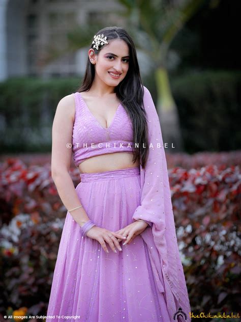 Lilac Sida Chikankari Lehenga with Mukaish Work