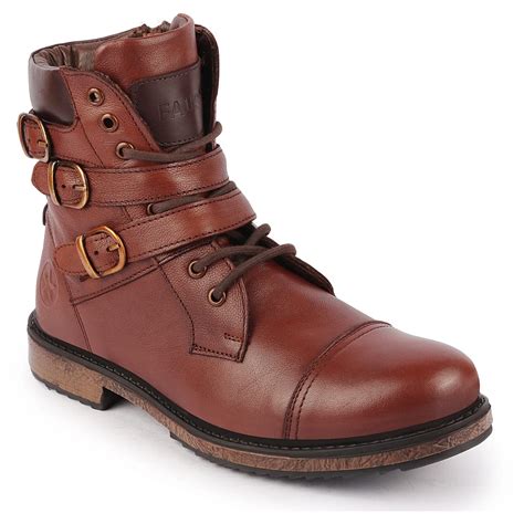 Buy FAUSTO FST FOLMCB-3001 TAN-40 Men's Tan High Ankle Genuine Leather ...