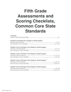 Fifth Grade Assessments And Scoring Checklists, Common Core ... - Fill ...