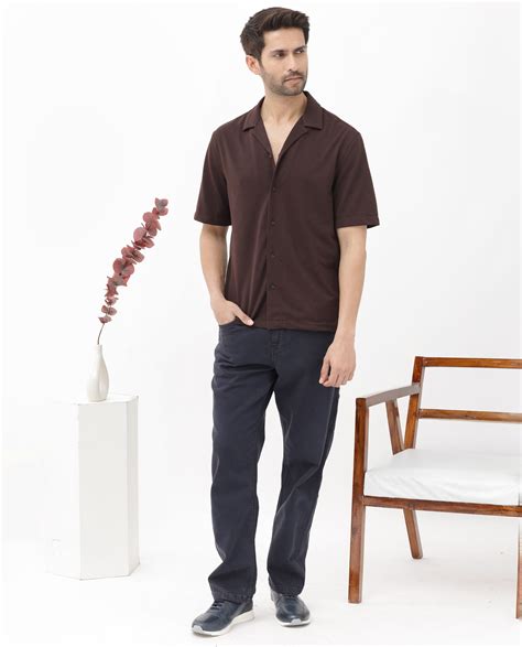 Rare Rabbit Men's Manga Dark Maroon Cotton Plain Regular Fit Half Slee