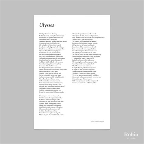 Ulysses by Alfred Lord Tennyson Poem Print Poetry Print - Etsy